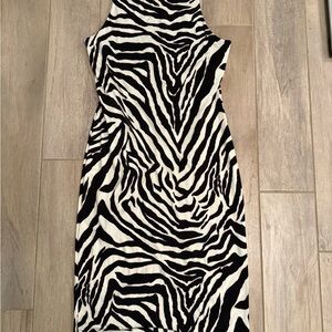 White House Black Market Zebra Pattern Midi Dress